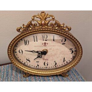 New Vintage Table Clock, French Turquoise Color Rococo Style Desk Clock